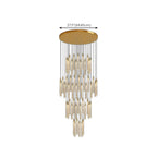 Lustre suspendu moderne en cristal doré à spirale et LED