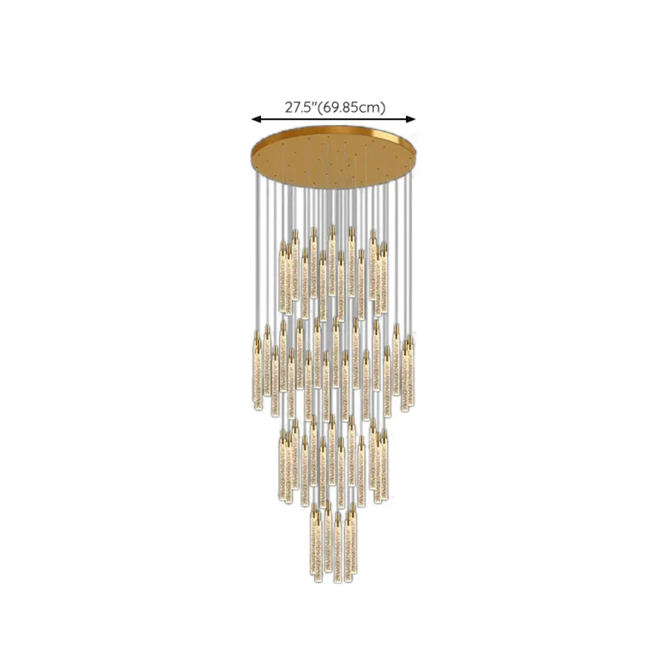Lustre suspendu moderne en cristal doré à spirale et LED