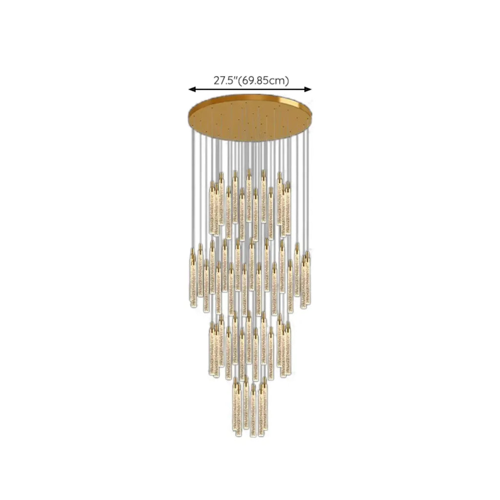 Lustre suspendu moderne en cristal doré à spirale et LED