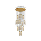 Lustre suspendu moderne en cristal doré à spirale et LED