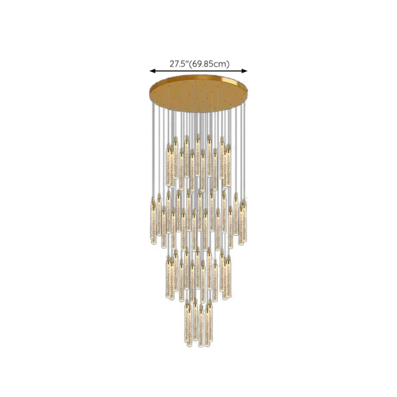 Lustre suspendu moderne en cristal doré à spirale et LED