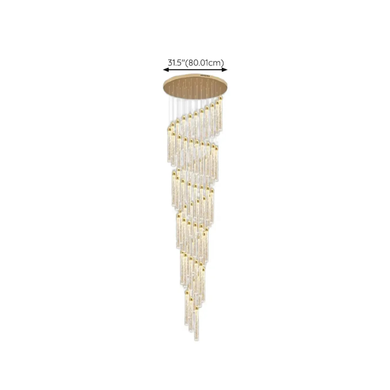 Lustre suspendu moderne en cristal doré à spirale et LED