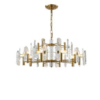Lustre Sputnik géométrique en métal doré et cristal clair