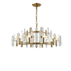 Lustre Sputnik géométrique en métal doré et cristal clair