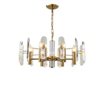 Lustre Sputnik géométrique en métal doré et cristal clair