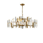 Lustre Sputnik géométrique en métal doré et cristal clair