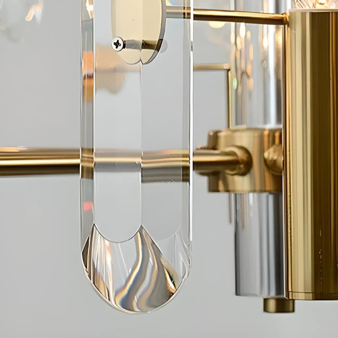Lustre Sputnik géométrique en métal doré et cristal clair