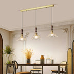 Lampadario a sospensione moderno a 3 luci, in vetro, oro e a fiori, per isola cucina