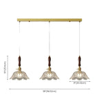 Lampadario a sospensione moderno a 3 luci, in vetro, oro e a fiori, per isola cucina