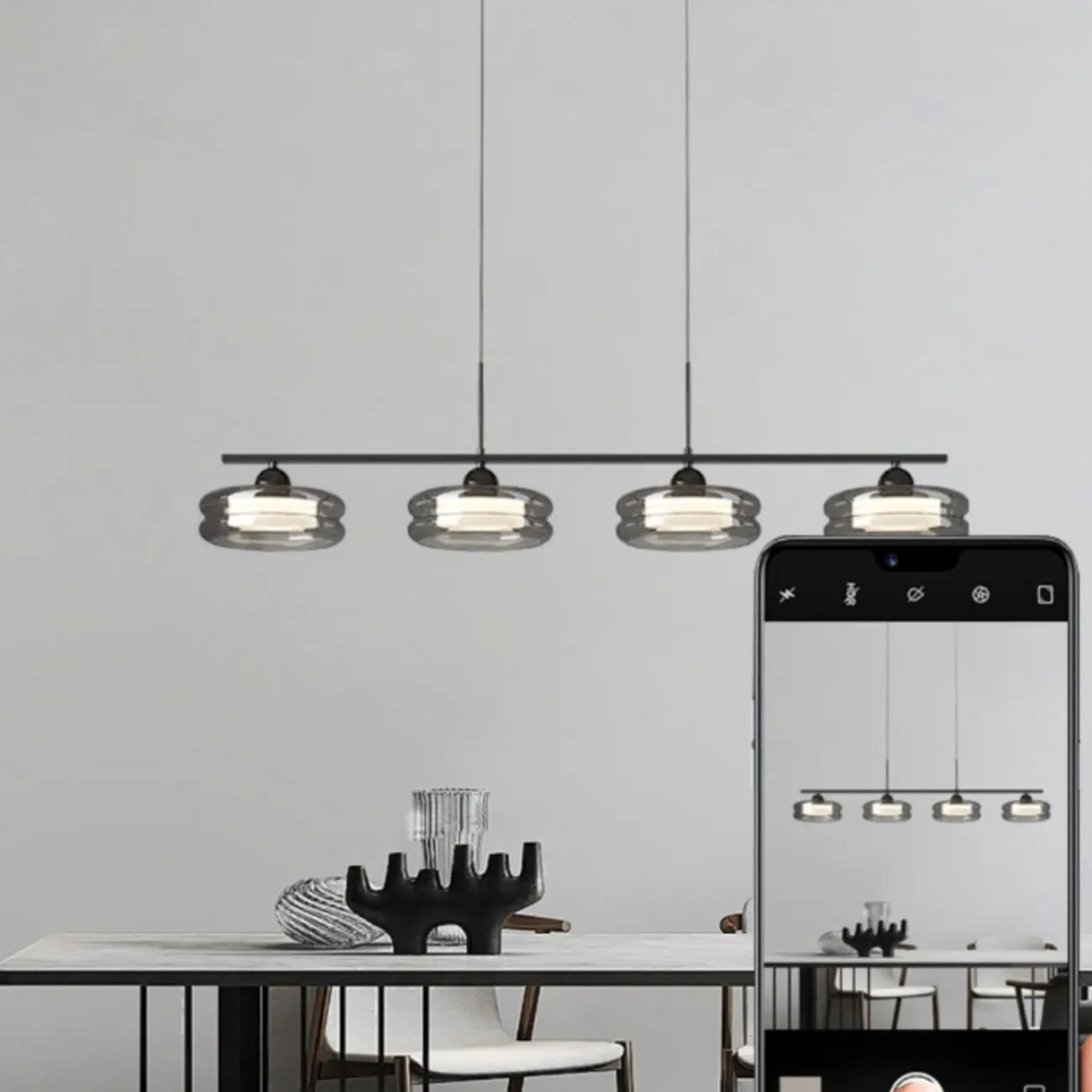Suspension LED moderne à 3 niveaux de gradation pour îlot de cuisine