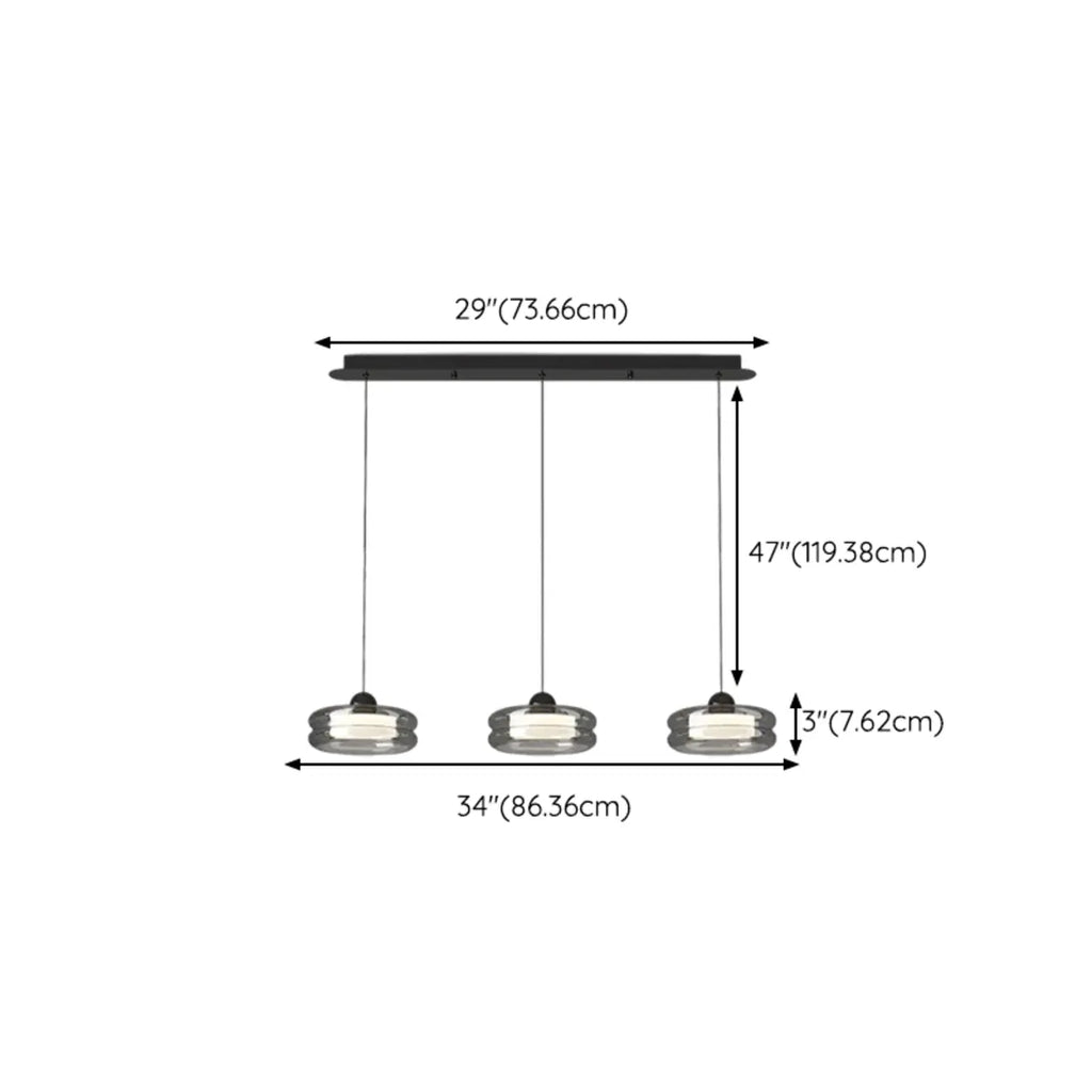 Suspension LED moderne à 3 niveaux de gradation pour îlot de cuisine
