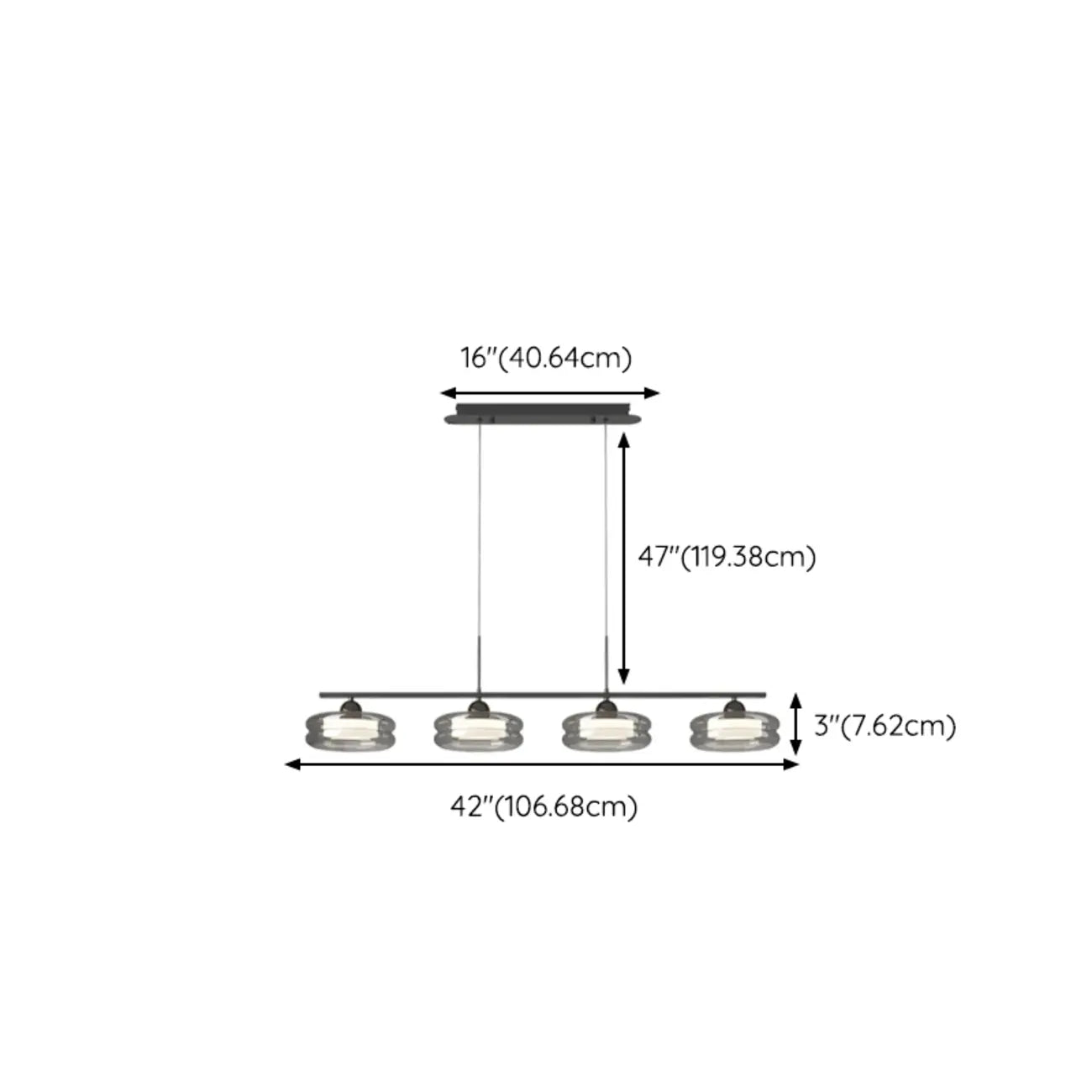 Suspension LED moderne à 3 niveaux de gradation pour îlot de cuisine