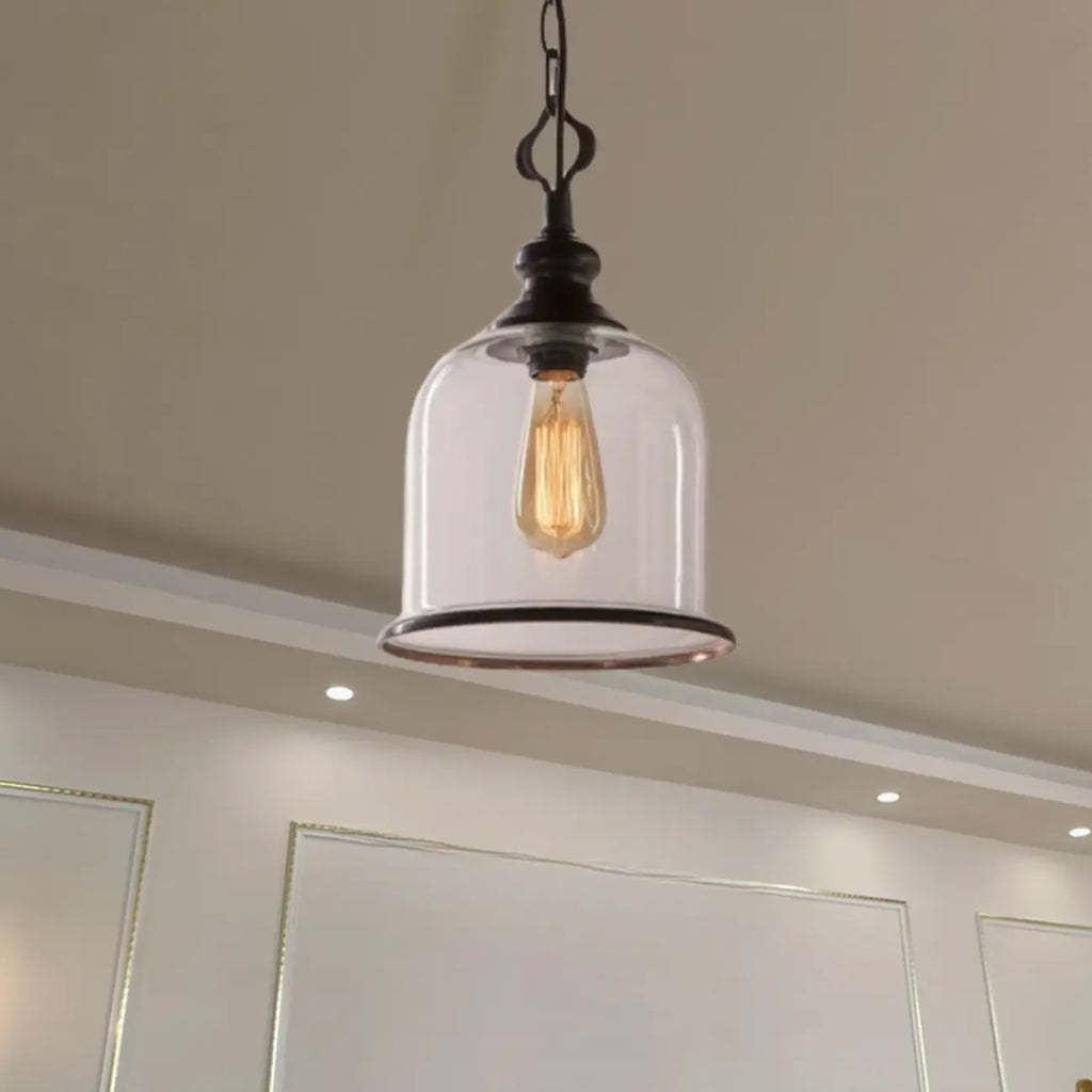 Mini suspension de cuisine avec abat-jour en verre transparent en forme de cloche