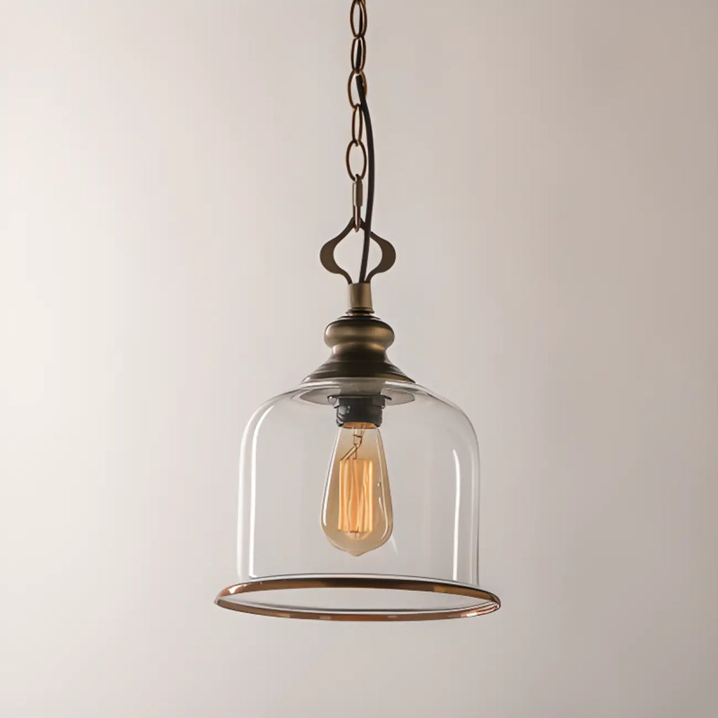 Mini suspension de cuisine avec abat-jour en verre transparent en forme de cloche