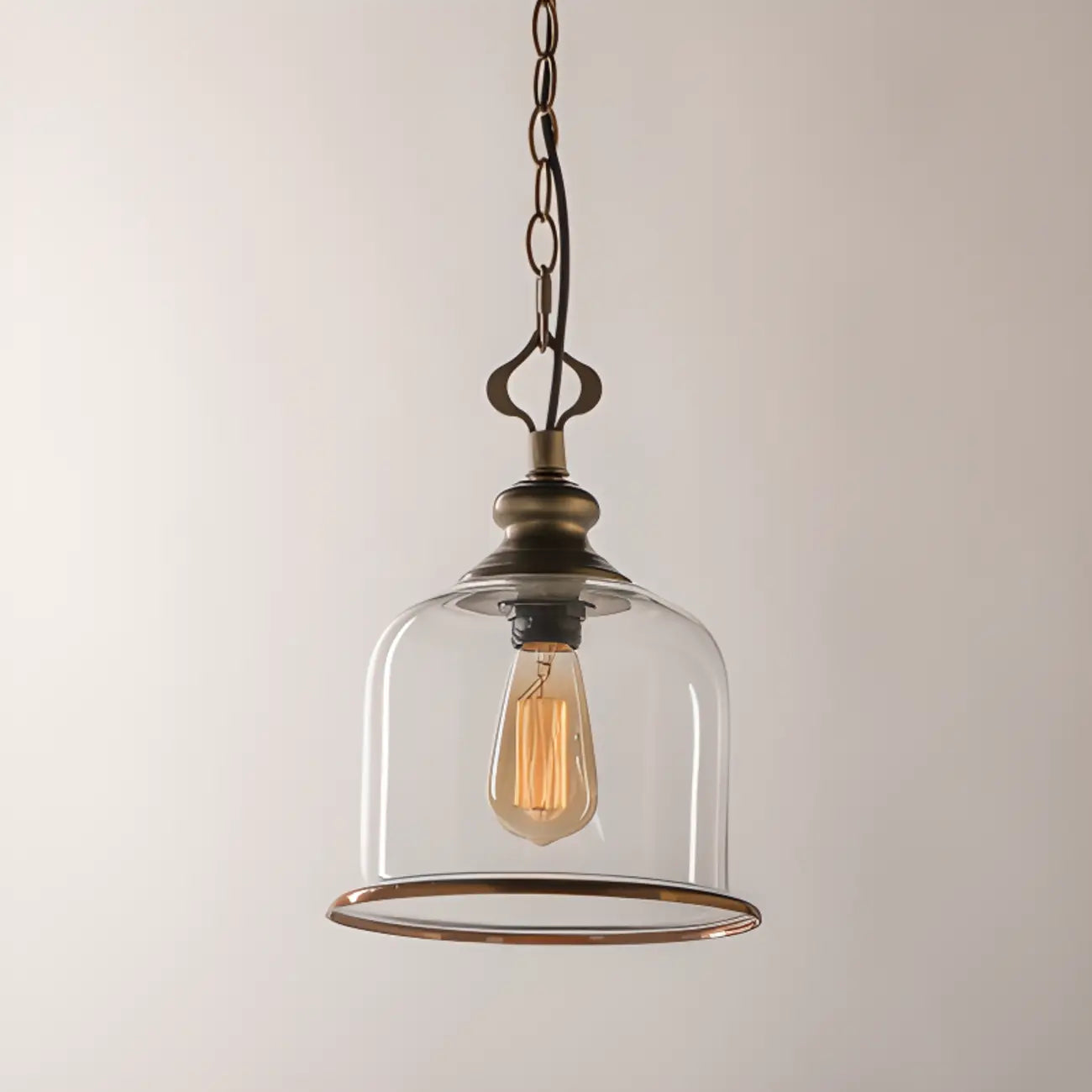 Mini suspension de cuisine avec abat-jour en verre transparent en forme de cloche
