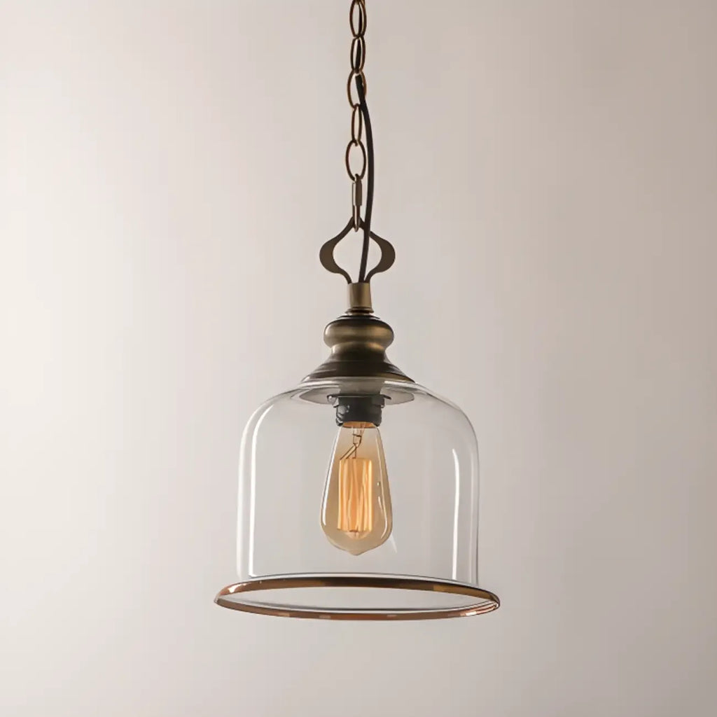 Mini suspension de cuisine avec abat-jour en verre transparent en forme de cloche