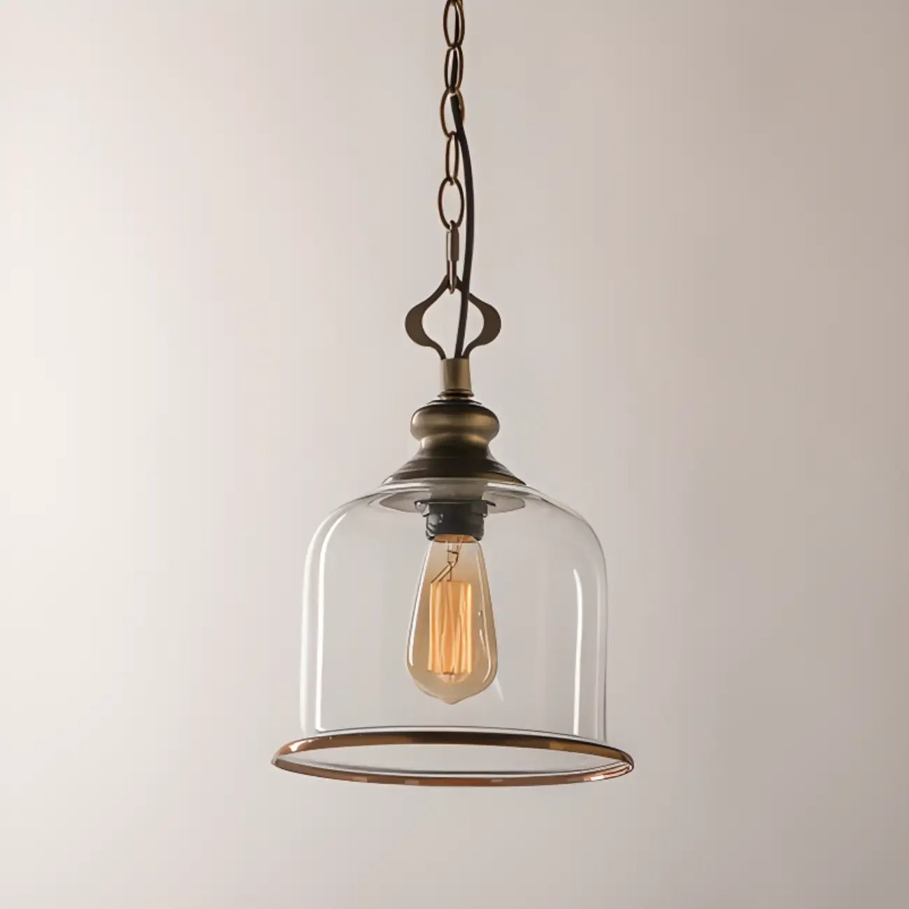 Mini suspension de cuisine avec abat-jour en verre transparent en forme de cloche
