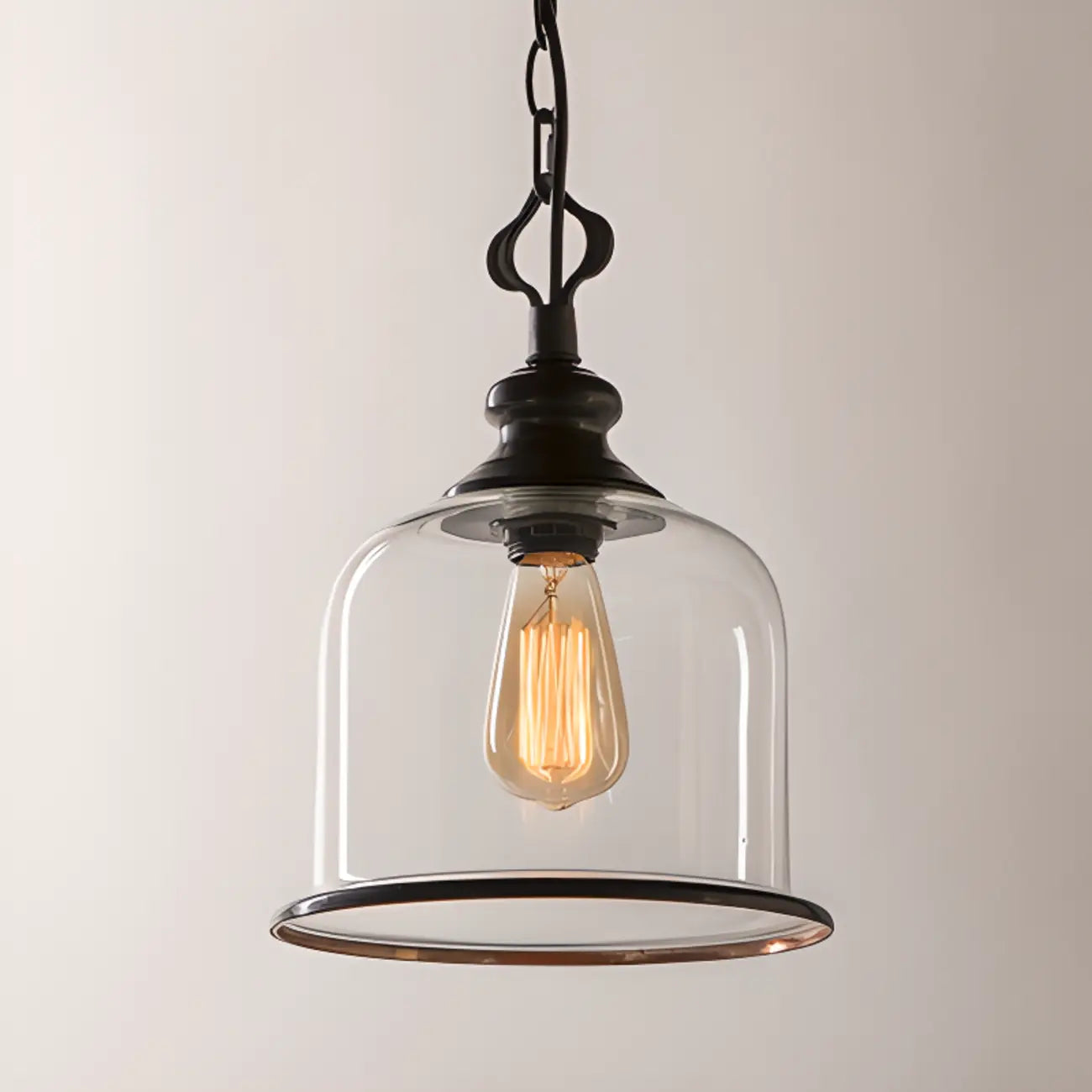 Mini suspension de cuisine avec abat-jour en verre transparent en forme de cloche