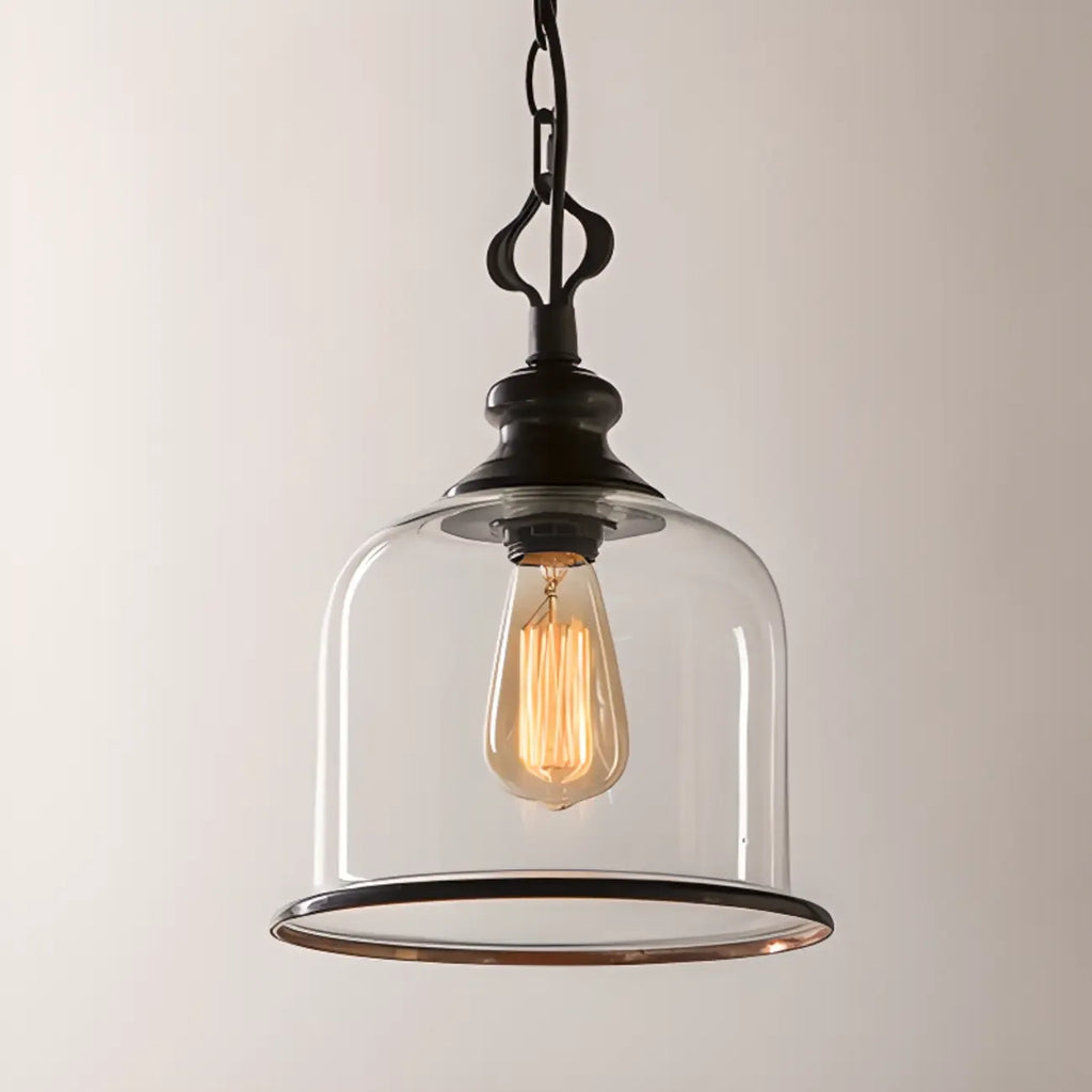 Mini suspension de cuisine avec abat-jour en verre transparent en forme de cloche