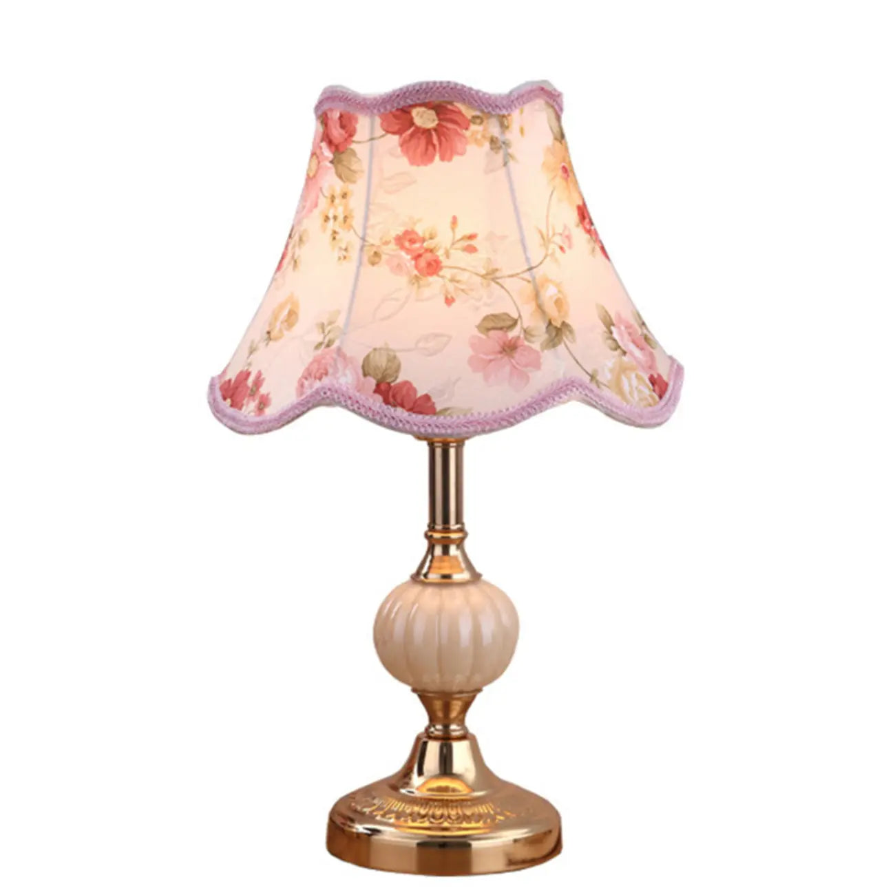 Lampe de table classique et élégante en métal avec abat-jour en tissu