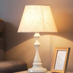 Lampe de table vintage à LED avec abat-jour en tissu et pied en métal noir