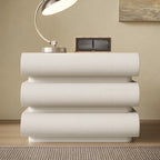 Table de chevet moderne à 3 tiroirs, couleur blanc cassé