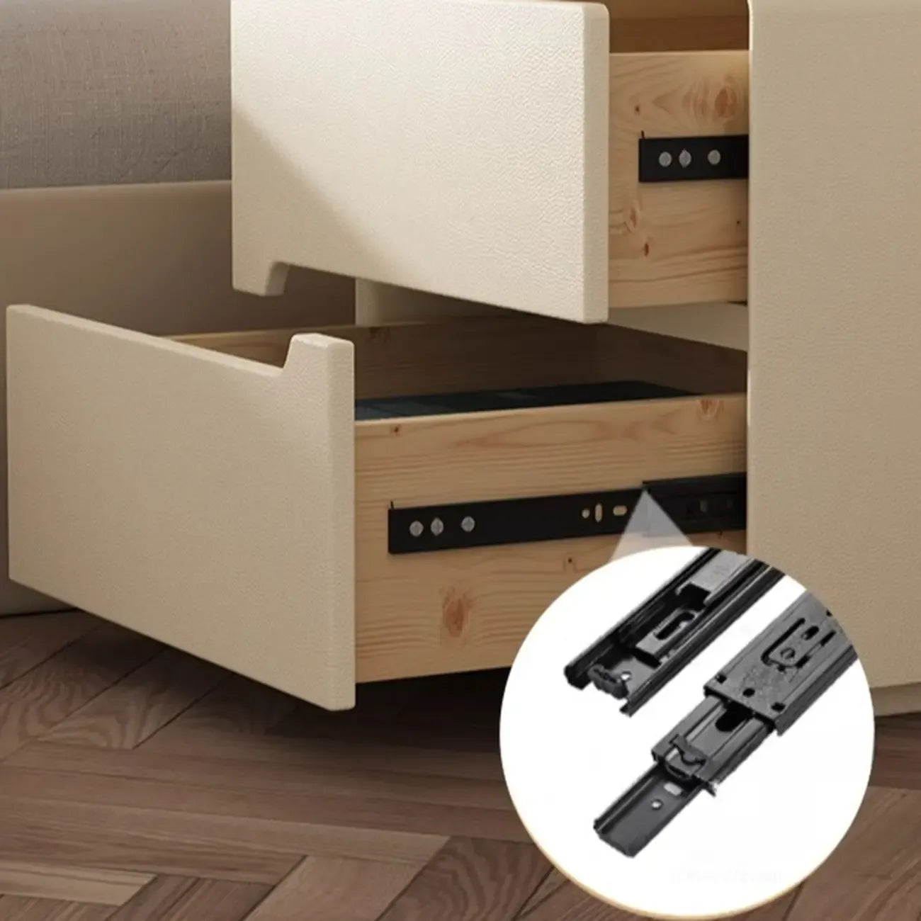 Table de chevet compacte avec tiroir supérieur en similicuir