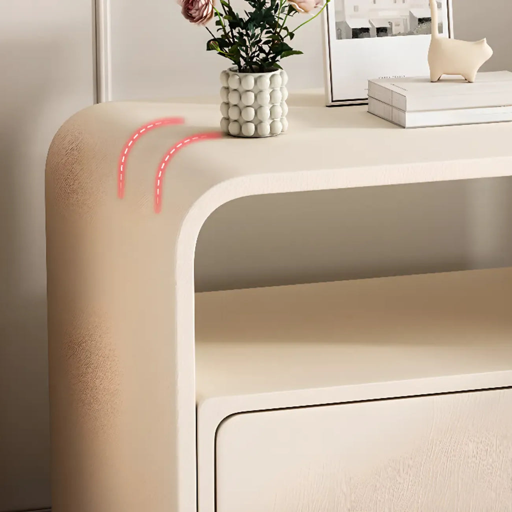 Table de chevet élégante et moderne en bois et similicuir blanc avec tiroir