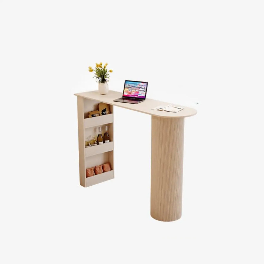 Tables de bar modernes à trois niveaux en pierre blanche et métal, de forme libre