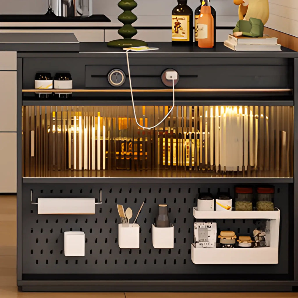 Tables de bar modernes convertibles en bois noir avec rangement gain de place