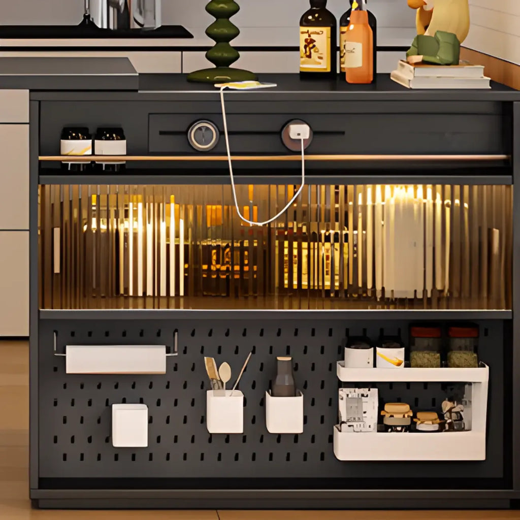Tables de bar modernes convertibles en bois noir avec rangement gain de place