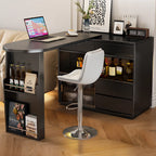 Tables de bar modernes convertibles en bois noir avec rangement gain de place