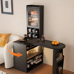 Tables de bar modernes convertibles en bois noir avec rangement gain de place