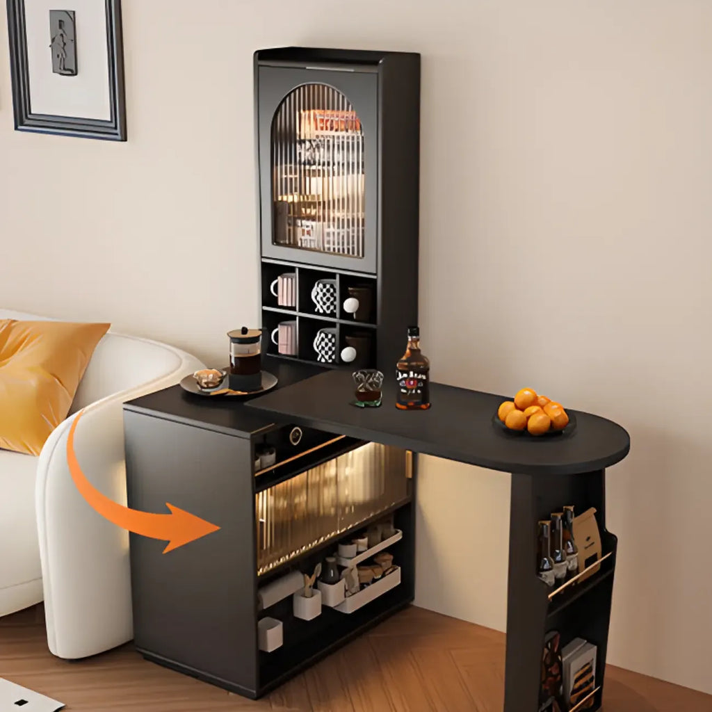 Tables de bar modernes convertibles en bois noir avec rangement gain de place