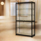 Vitrine moderne en verre noir transparent avec éclairage LED réglable