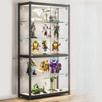 Vitrine moderne en verre noir transparent avec éclairage LED réglable