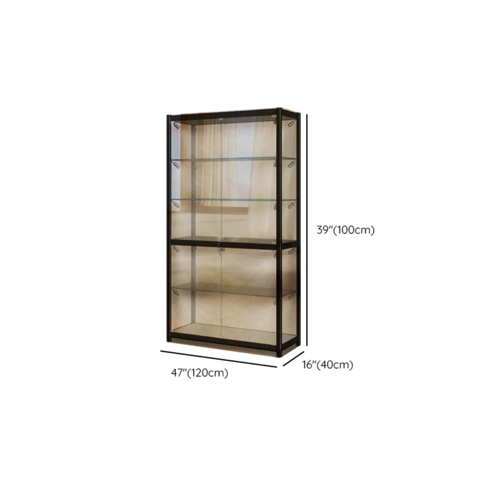 Vitrine moderne en verre noir transparent avec éclairage LED réglable