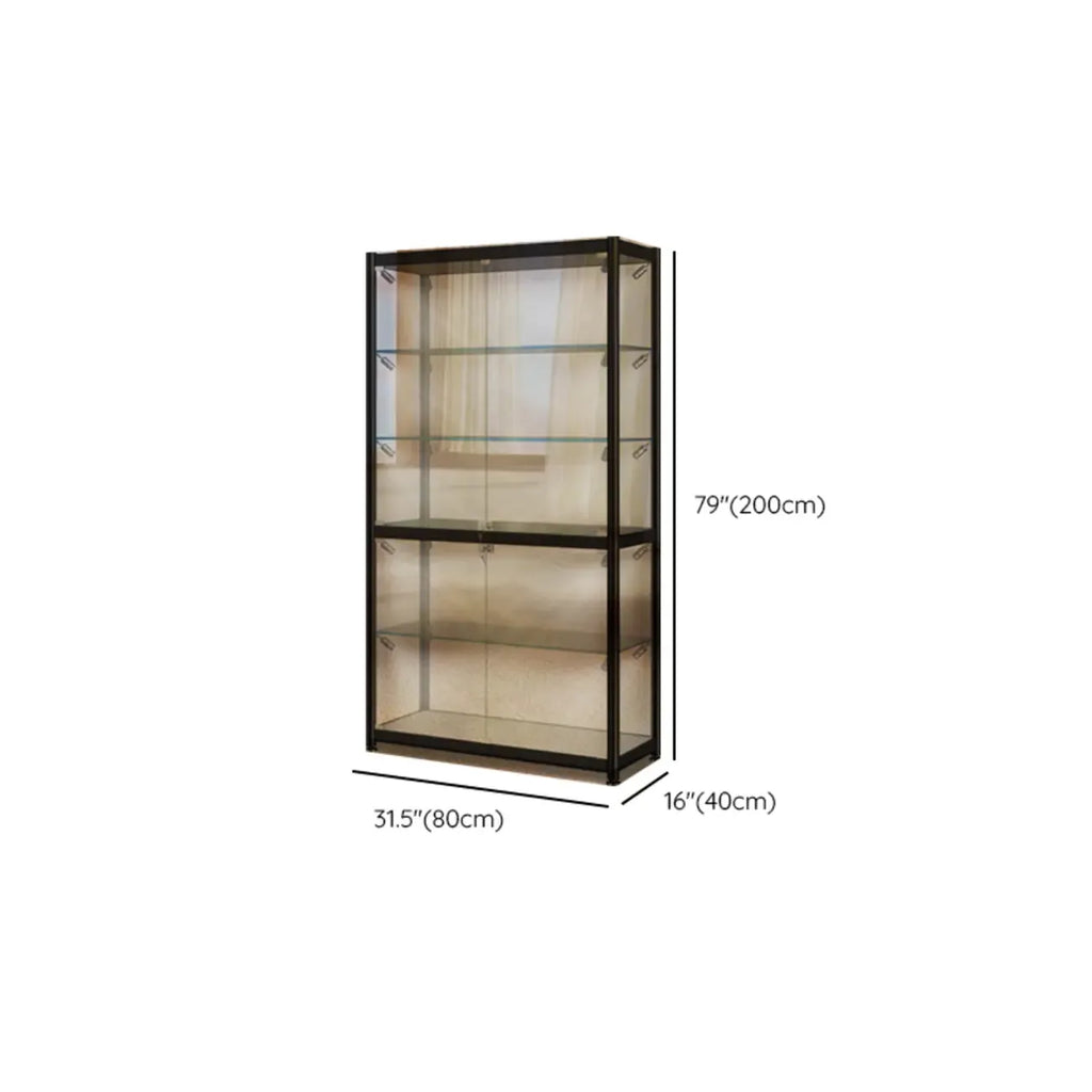 Vitrine moderne en verre noir transparent avec éclairage LED réglable