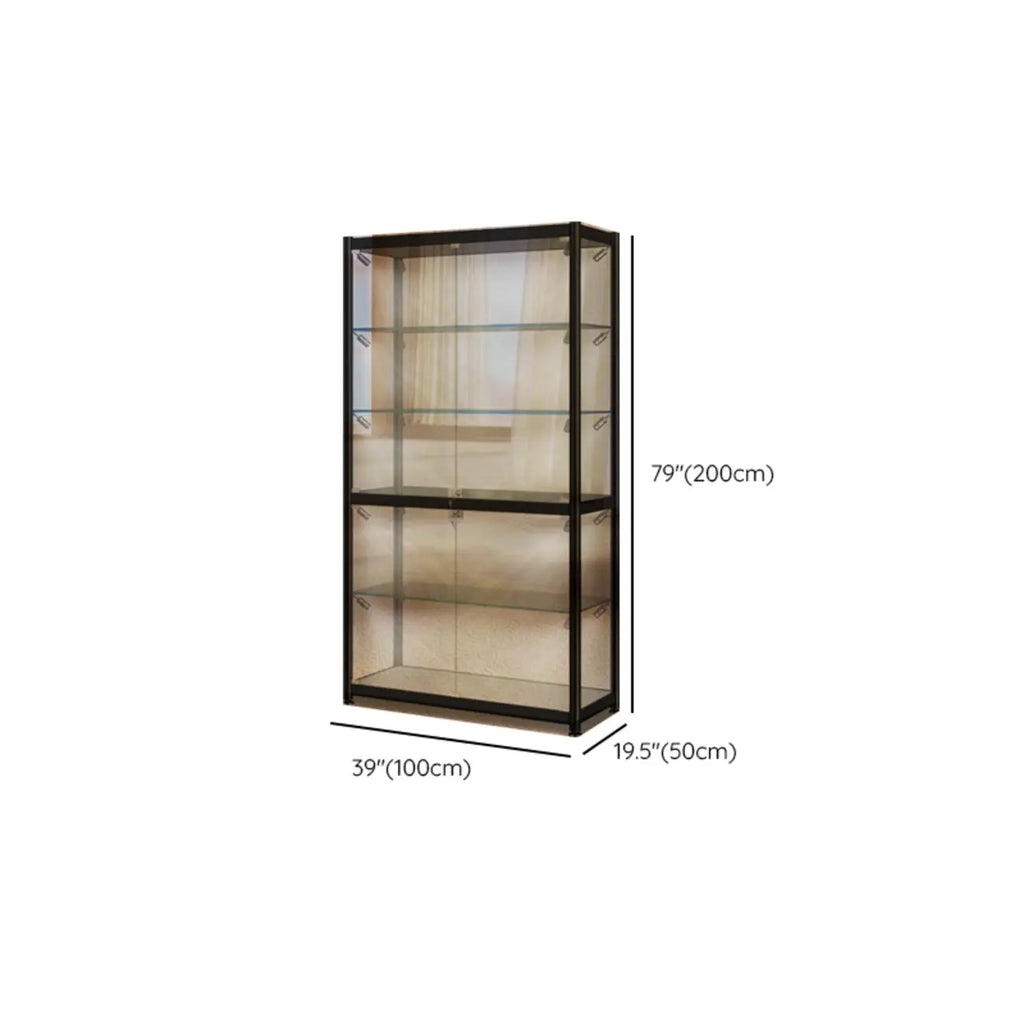 Vitrine moderne en verre noir transparent avec éclairage LED réglable