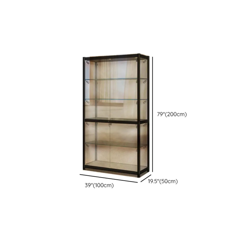 Vitrine moderne en verre noir transparent avec éclairage LED réglable