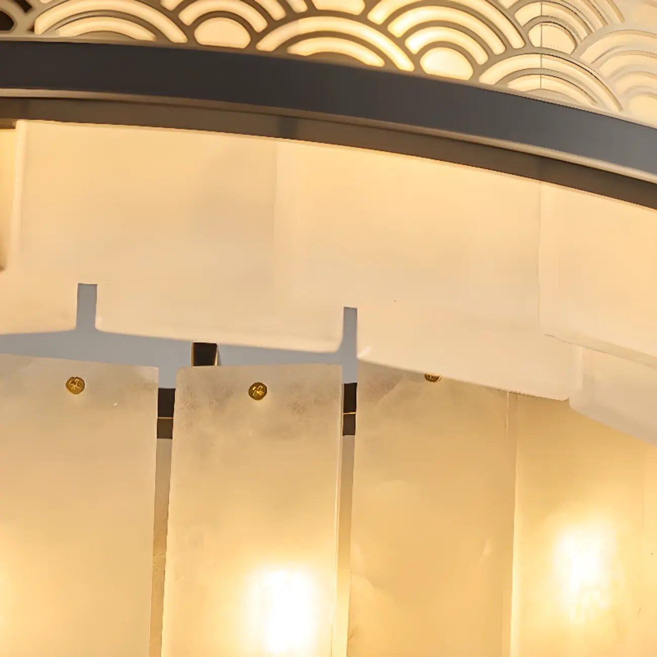 Lustre suspendu moderne en métal noir avec abat-jour en pierre et cercle