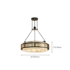Lustre suspendu moderne en métal noir avec abat-jour en pierre et cercle