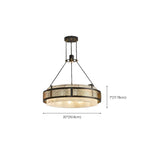 Lustre suspendu moderne en métal noir avec abat-jour en pierre et cercle