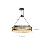 Lustre suspendu moderne en métal noir avec abat-jour en pierre et cercle