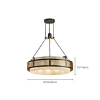 Lustre suspendu moderne en métal noir avec abat-jour en pierre et cercle