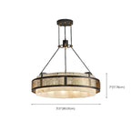 Lustre suspendu moderne en métal noir avec abat-jour en pierre et cercle