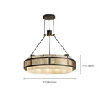 Lustre suspendu moderne en métal noir avec abat-jour en pierre et cercle