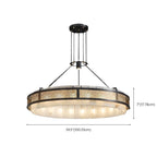 Lustre suspendu moderne en métal noir avec abat-jour en pierre et cercle