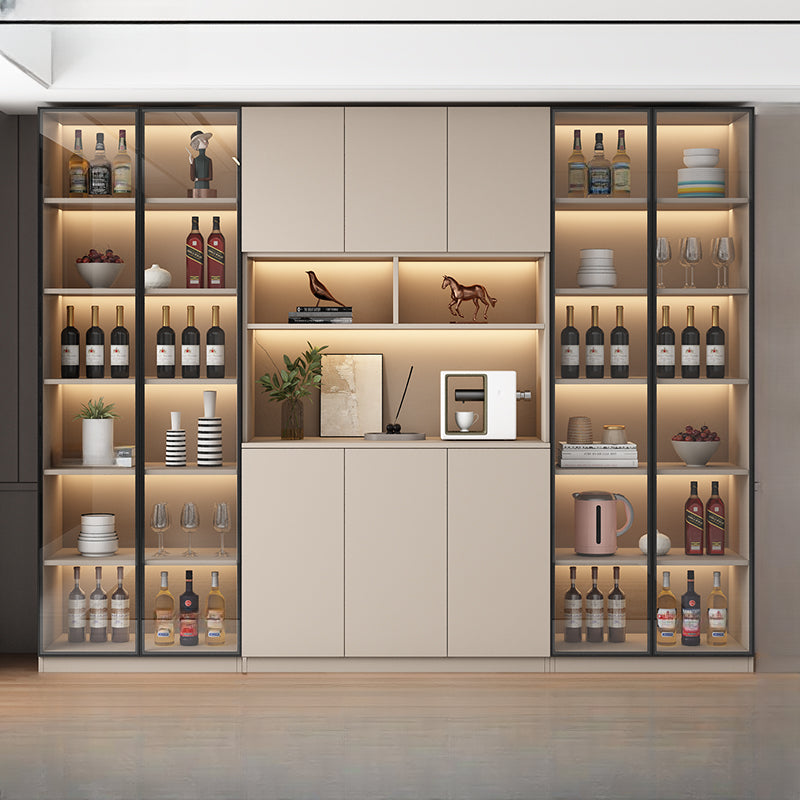 Cave à vin moderne autoportante en bois, haute et ouverte