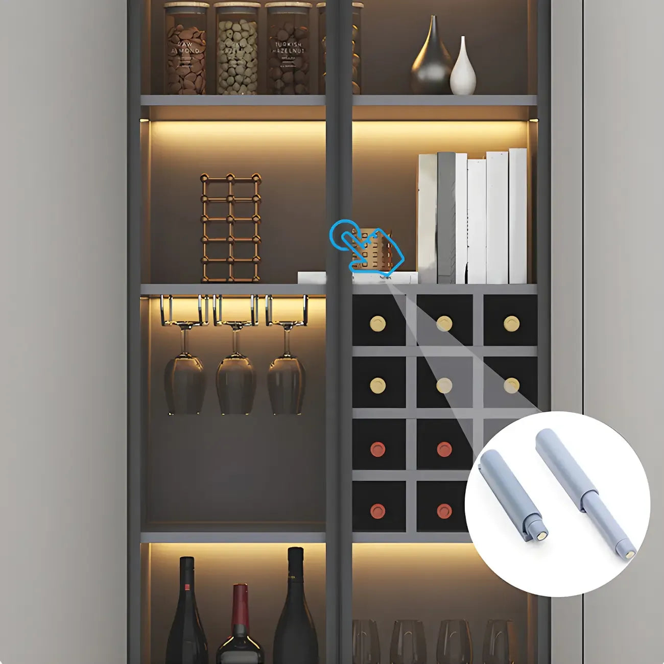 Éclairage moderne et indépendant d'une cave à vin en bois noir